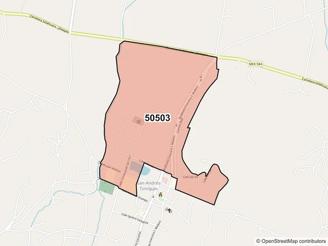 Mapa del código postal 50503, Timilpan, México