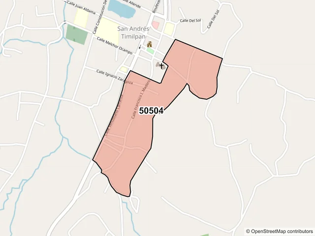 Mapa del código postal 50504, Timilpan, México
