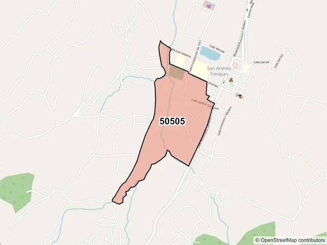 Mapa del código postal 50505, Timilpan, México