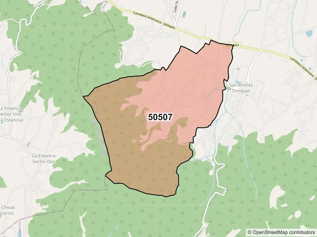 Mapa del código postal 50507, Timilpan, México