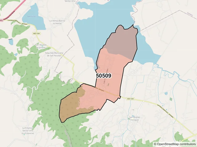 Mapa del código postal 50509, Timilpan, México