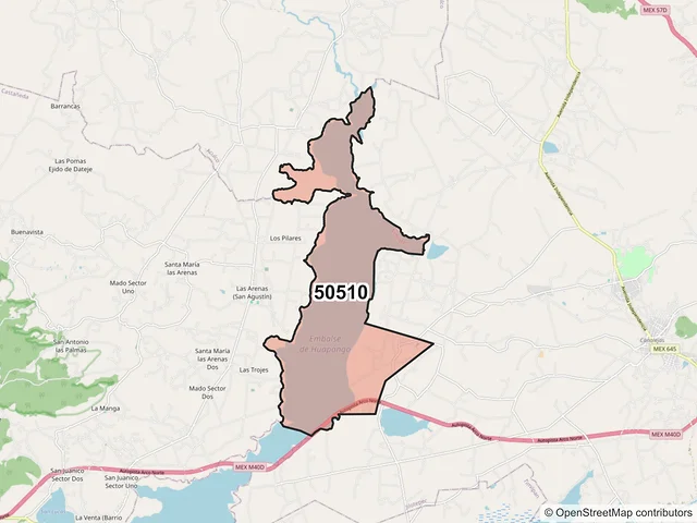 Mapa del código postal 50510, Timilpan, México
