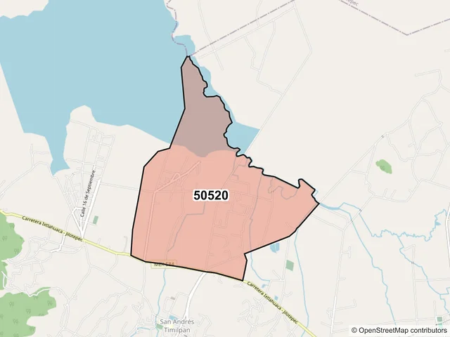 Mapa del código postal 50520, Timilpan, México