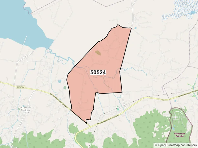 Mapa del código postal 50524, Timilpan, México