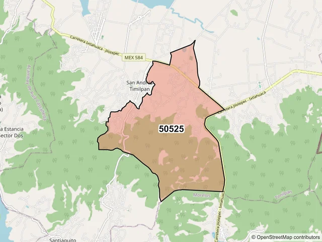 Mapa del código postal 50525, Timilpan, México