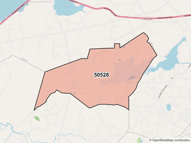 Mapa del código postal 50528, Timilpan, México