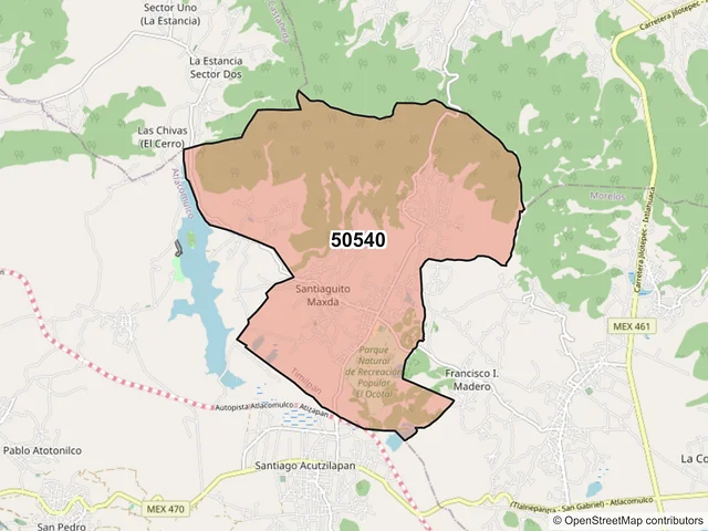 Mapa del código postal 50540, Timilpan, México