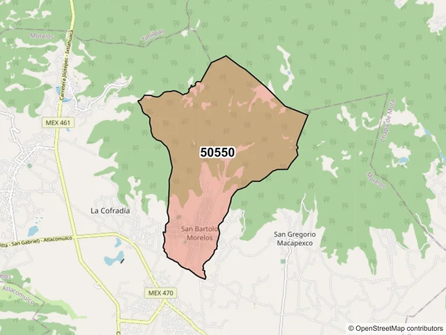 Mapa del código postal 50550, Morelos, México