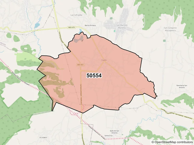 Mapa del código postal 50554, Morelos, México