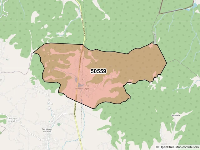 Mapa del código postal 50559, Morelos, México