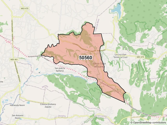 Mapa del código postal 50560, Morelos, México