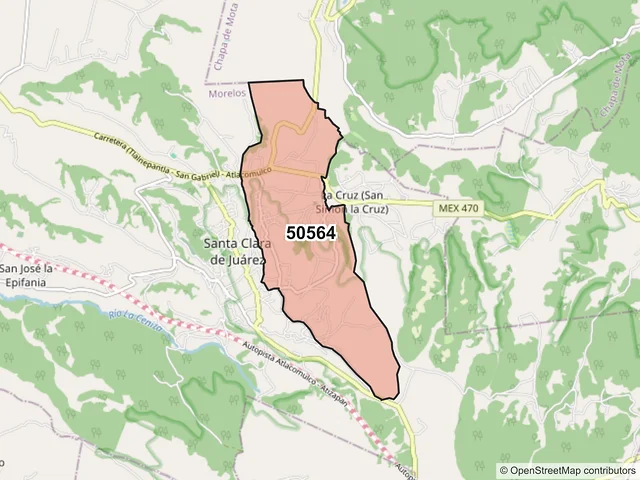 Mapa del código postal 50564, Morelos, México