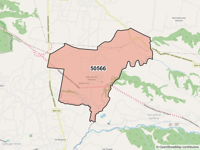 Mapa del código postal 50566, Morelos, México