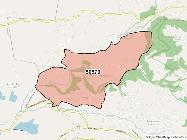 Mapa del código postal 50570, Morelos, México