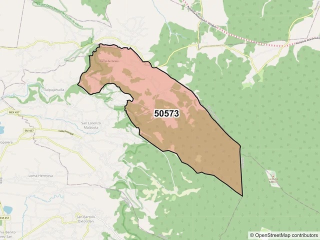 Mapa del código postal 50573, Morelos, México