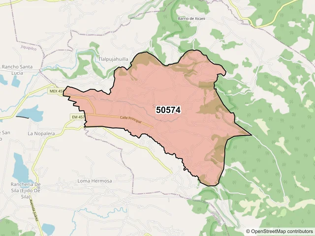 Mapa del código postal 50574, Morelos, México