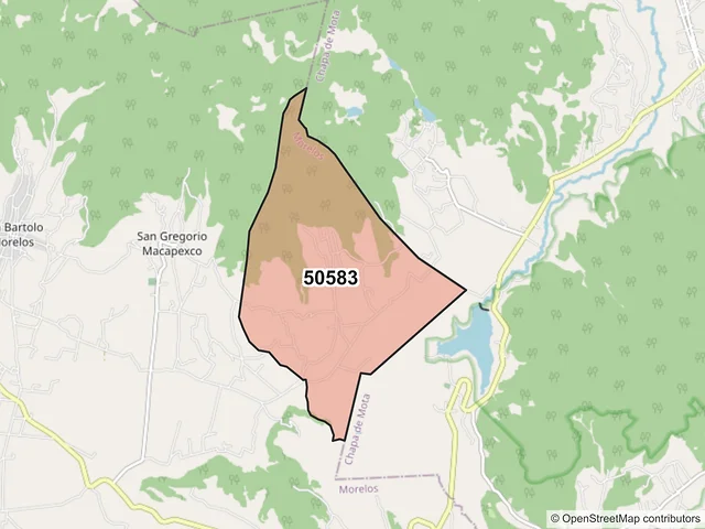 Mapa del código postal 50583, Morelos, México