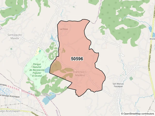 Mapa del código postal 50596, Morelos, México