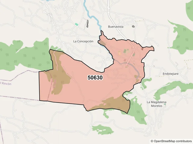 Mapa del código postal 50630, El Oro, México