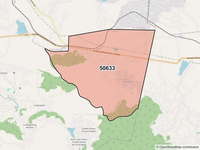 Mapa del código postal 50633, El Oro, México