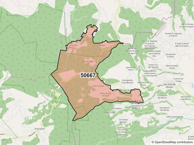 Mapa del código postal 50667, San José del Rincón, México