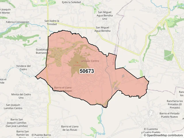 Mapa del código postal 50673, San José del Rincón, México