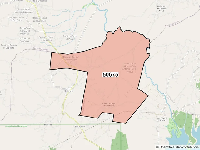 Mapa del código postal 50675, San José del Rincón, México