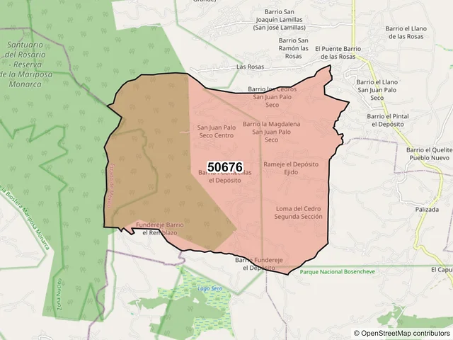 Mapa del código postal 50676, San José del Rincón, México