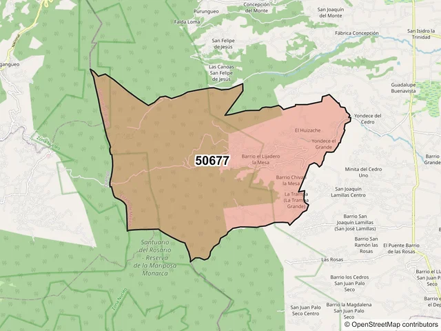Mapa del código postal 50677, San José del Rincón, México