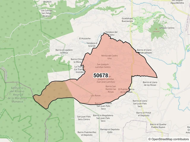 Mapa del código postal 50678, San José del Rincón, México