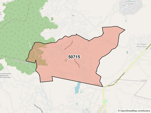 Mapa del código postal 50715, Jocotitlán, México