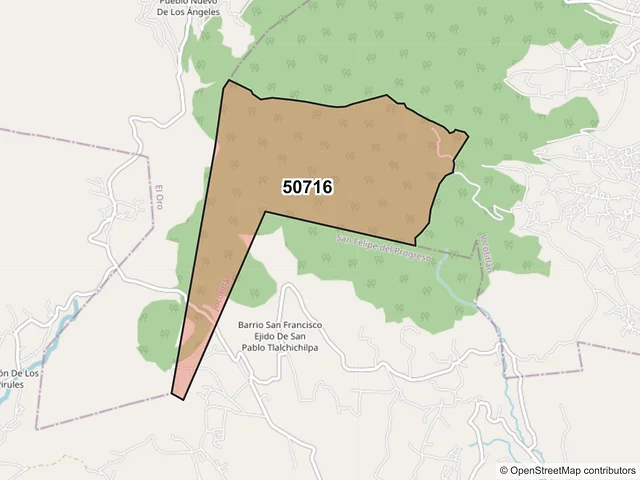 Mapa del código postal 50716, Jocotitlán, México