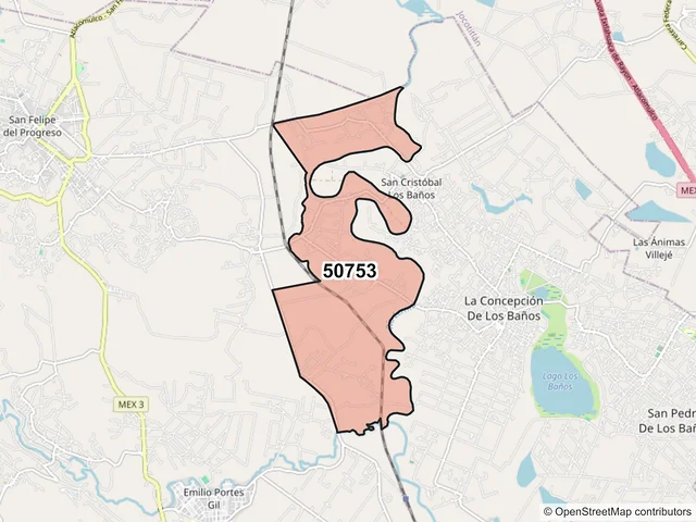 Mapa del código postal 50753, Ixtlahuaca, México