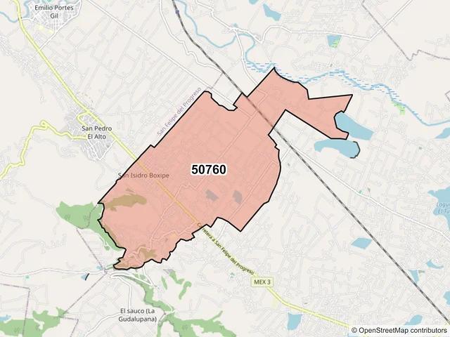 Mapa del código postal 50760, Ixtlahuaca, México