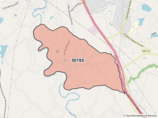 Mapa del código postal 50785, Ixtlahuaca, México