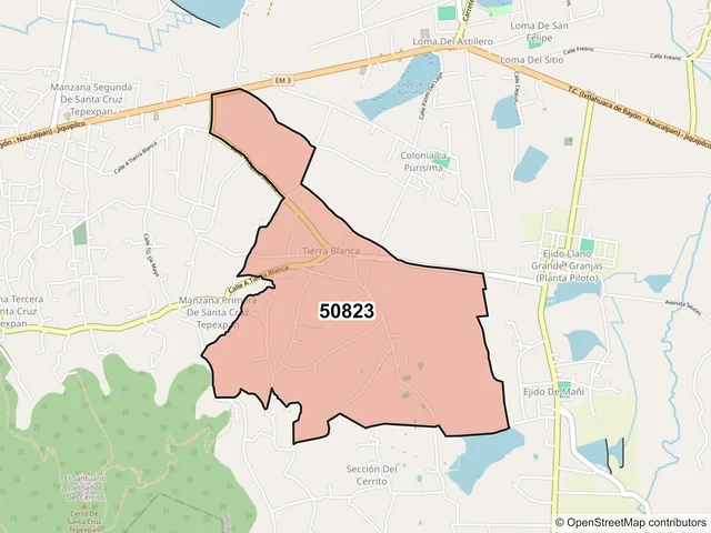 Mapa del código postal 50823, Jiquipilco, México