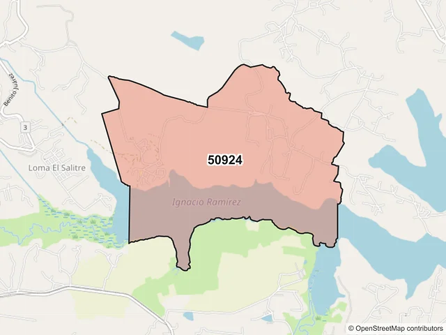 Mapa del código postal 50924, Almoloya de Juárez, México