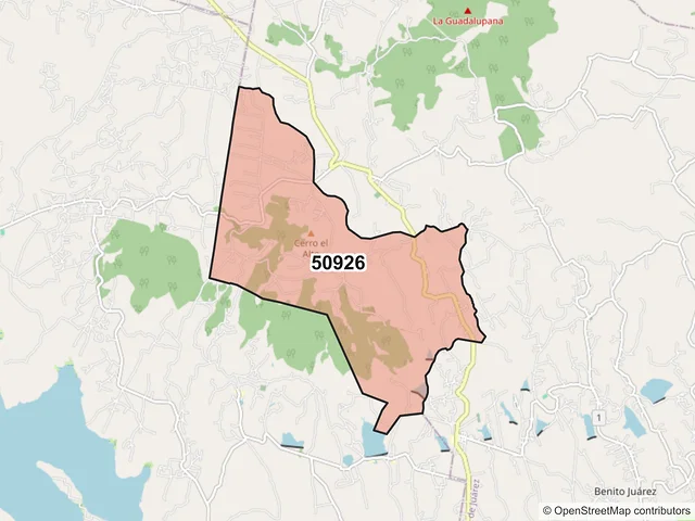 Mapa del código postal 50926, Almoloya de Juárez, México