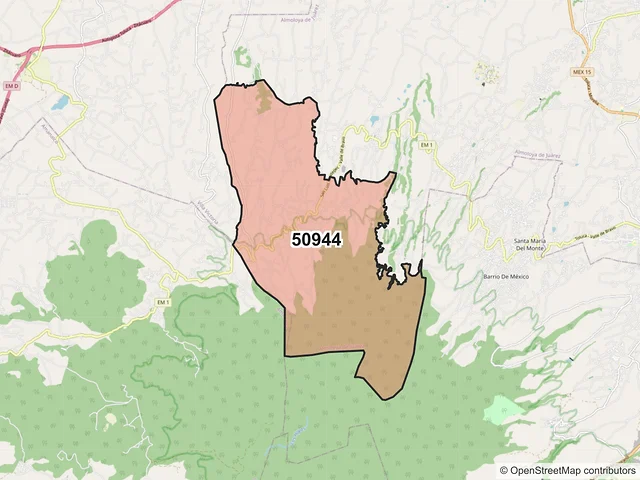 Mapa del código postal 50944, Almoloya de Juárez, México
