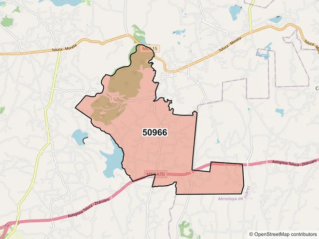 Mapa del código postal 50966, Villa Victoria, México