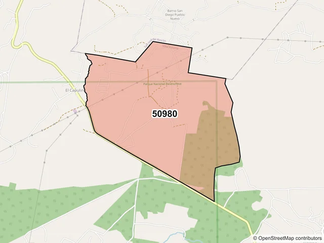 Mapa del código postal 50980, Villa Victoria, México