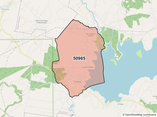 Mapa del código postal 50985, Villa Victoria, México