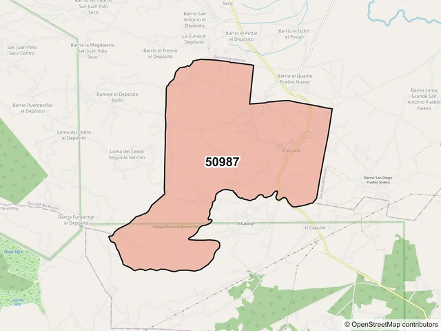 Mapa del código postal 50987, Villa Victoria, México