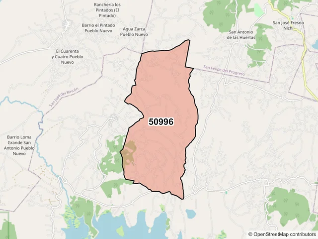 Mapa del código postal 50996, Villa Victoria, México
