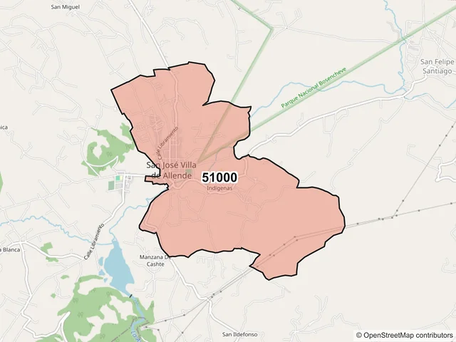 Mapa del código postal 51000, Villa de Allende, México