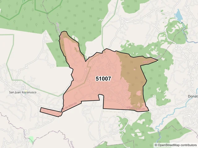 Mapa del código postal 51007, Villa de Allende, México