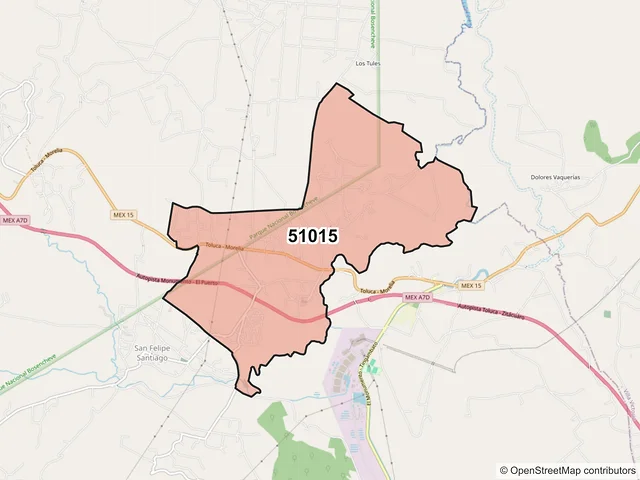 Mapa del código postal 51015, Villa de Allende, México