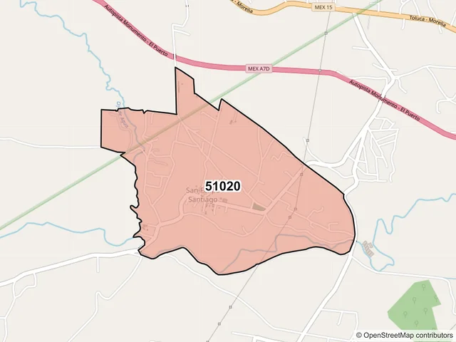 Mapa del código postal 51020, Villa de Allende, México