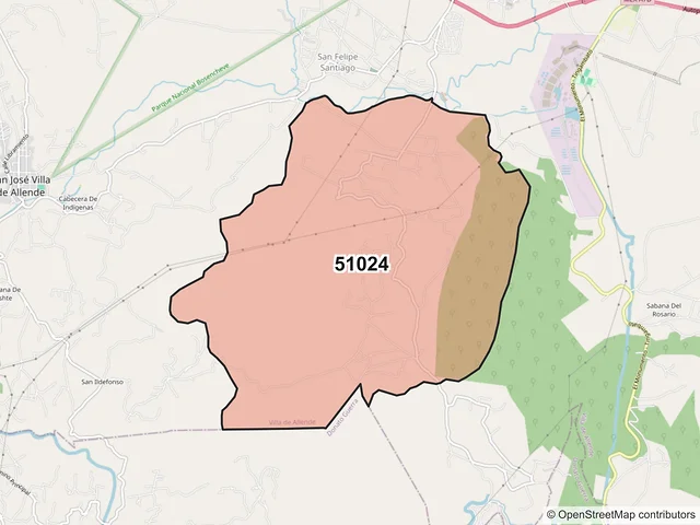 Mapa del código postal 51024, Villa de Allende, México