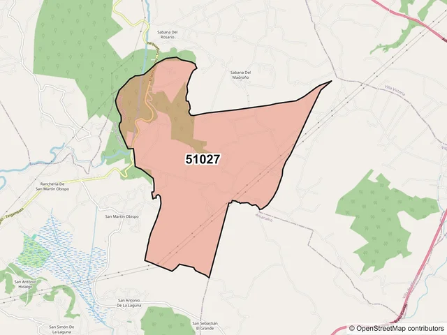 Mapa del código postal 51027, Villa de Allende, México